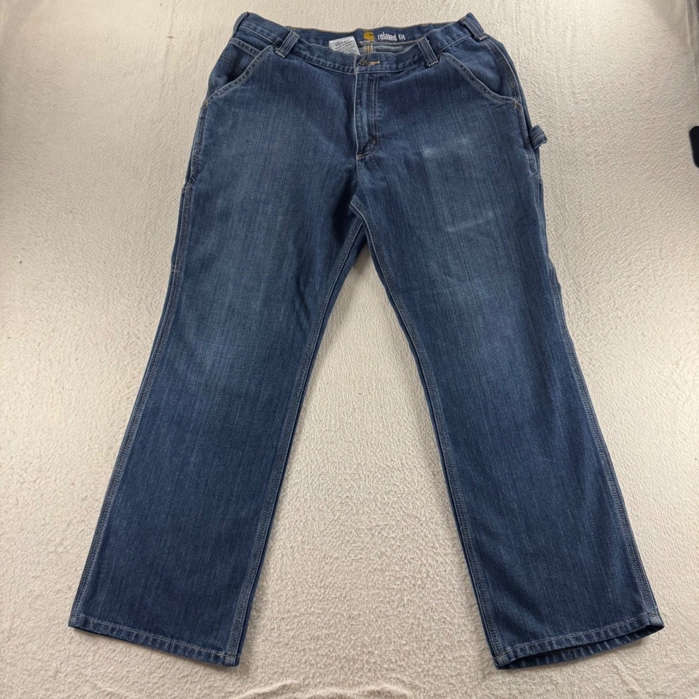 Carhartt Carpenter Jeans Mens 34x30 Blue Relaxed Fit Utility Denim Workwear